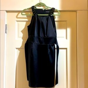Black satin cocktail dress